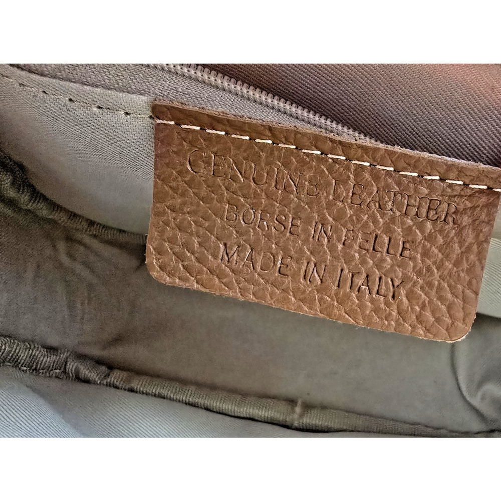 Borse in Pelle Crossbody Shoulder Bag Orange Pebble Leather 2 Straps Made Italy - Picture 13 of 13